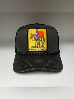 Western Cowboy Horse Patch Black Mesh Back Trucker Hat